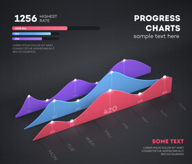 Modern infographic elements on light background. Business graph