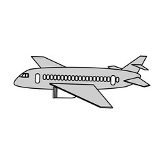 Flat line airplane over white background vector illustration