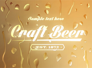 Craft Beer Sign on defocused background with water drops