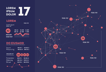 Futuristic infographic. Information aesthetic design. Complex data threads graphic visualization. Abstract data graph