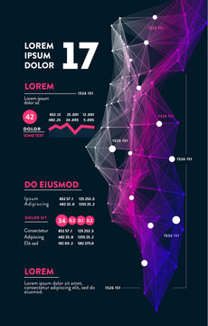 Futuristic infographic. Information aesthetic design. Complex data threads graphic visualization. Abstract data graph