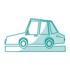 Flat line monocromatic car over white background vector illustration