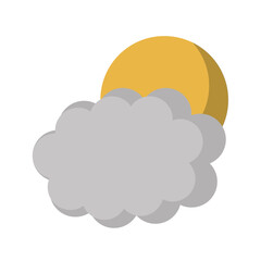 cloud with sun icon over white background vector illustration
