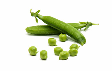 Green young peas isolated