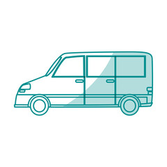 Flat line monocromatic minivan over white background vector illustration