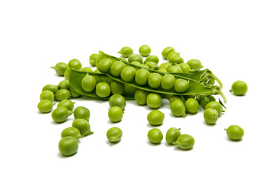 Green young peas isolated