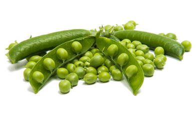 Green young peas isolated
