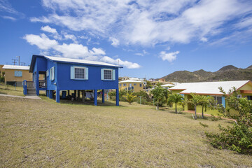 Colorful houses of a village on a spring sunny day Montserrat Caribbean Leeward Islands Lesser...