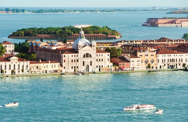 Venice Italy. Wide angle view from high tower.