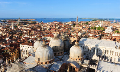 Fototapeta na wymiar Venice Italy. Wide angle view from high tower.