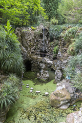 Gardens and natural pools in the park of Quinta da Regaleira estate Sintra Portugal Properties Europe