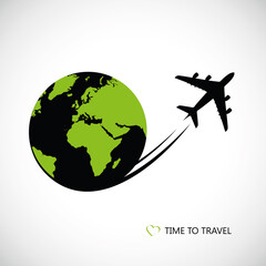 Fototapeta premium time to travel mit dem flugzeug in die welt hinaus