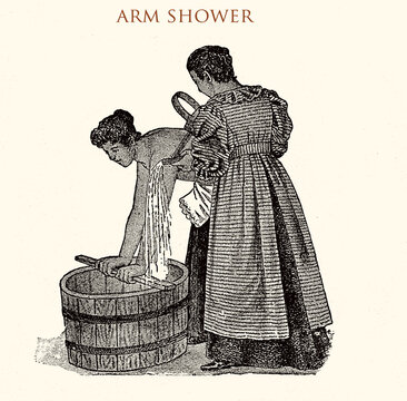 Arm shower,vintage illustration