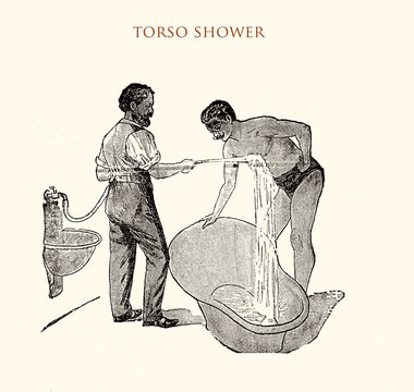 torso pressure shower, vintage illustration