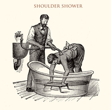Upper body shower, vintage illustration