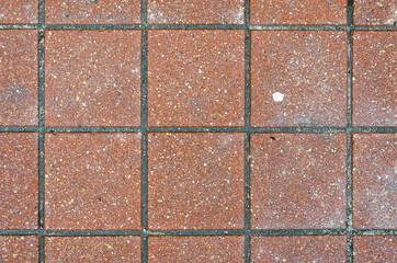 Red brick paving stones on a sidewalk. Abstract background texture