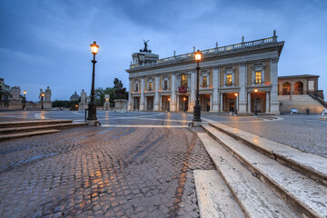 Fototapeta premium Piazza del Campidoglio where Roman Divinities were praised and nowadays headquarter of the Government Rome Lazio Italy Europe