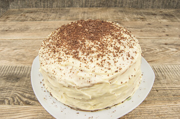 Cake on wood background