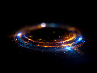 Abstract background. luminous swirl. Elegant glowing circle. Bright spiral. Glow ribbon. Empty space. .Sparkling particle. Space tunnel. Glossy orbit. Colorful ellipse. Glint galaxy. Oval stage