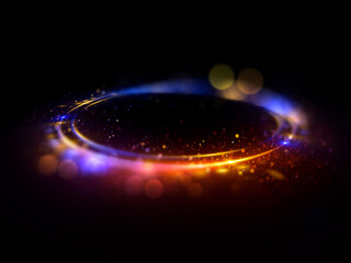 Abstract background. luminous swirl. Elegant glowing circle. Bright spiral. Glow ribbon. Empty space. .Sparkling particle. Space tunnel. Glossy orbit. Colorful ellipse. Glint galaxy. Oval stage