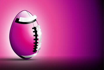 3d glossy abstract football ball with silver stripes outside. Violet (pink)  tones.