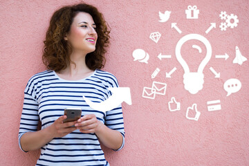 Portrait of happy young woman with a startup idea