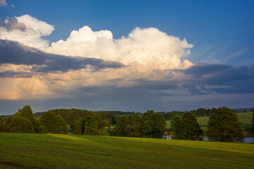 Rural landscape with dramatic sky