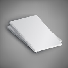 Vector mockup of magazine stack on gray background.