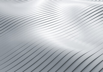 3D Rendering of Abstract Flowing Wavy White Stripes Background with Soft Reflections and Shadows