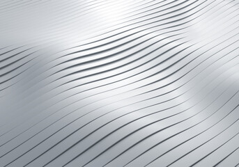 3D Rendering of Abstract Flowing Wavy White Stripes Background with Soft Reflections and Shadows