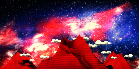 3d illustration of low polygon stylized colorful mountains