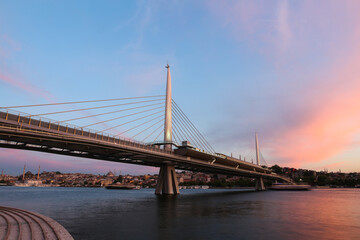Fototapeta na wymiar Golden Horn Metro Bridge in Istanbul, Turkey