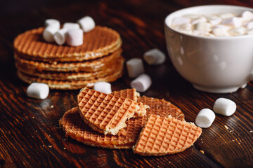 Waffles and Hot Cocoa with Marshmallow.