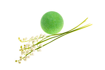 Green bath bomb with Lily of the valley
