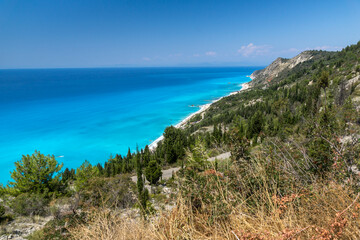 Fototapeta na wymiar Amazing landscape with blue waters, Lefkada, Ionian Islands, Greece