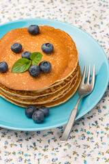 Pancakes with fresh blackberries