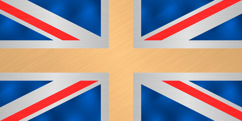 Union Jack in Gold, Silver, red and blue metal