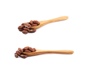 Spoon full of peanuts isolated