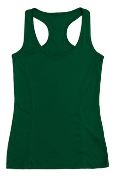 women's green racerback sports top, isolated on white backgorund