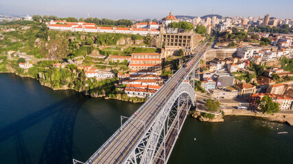 Mosteiro da Serra do Pilar and bridge dom luis I over Douro river, Porto, Portugal. 17 May 2017