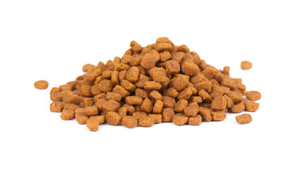 Dry pet food, isolated on white background.