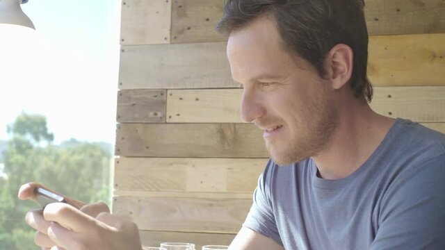 Man using smart phone