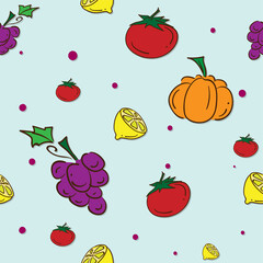 pattern fruit grape lemon pumpkin tomato