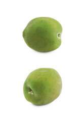 Single green olive isolated