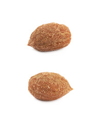 Single green olive pit isolated