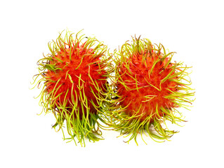 Isolated rambutan on white background, tropical fresh fruit