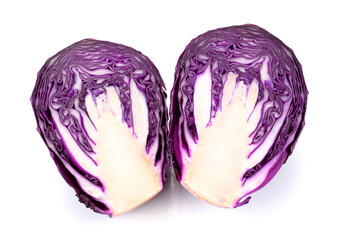 fresh red cabbage on a white background