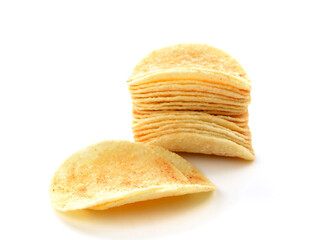 Potato chips isolated on white background