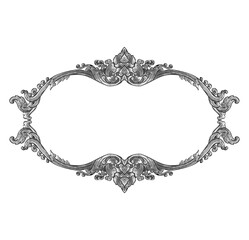 Old decorative silver frame isolated on white background
