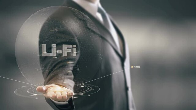 Li-Fi with hologram businessman concept